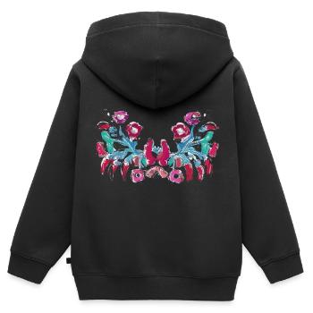 ungarische blumen,Ranke,floral,pink,Blumen - Kinder Premium Organic Zip Hoodie - Schwarz - Hinten - AI Model Kid Male (0cm)