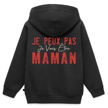 Ich kann nicht, ich werde Mutter| Werdende Mutter - Kinder Premium Organic Zip Hoodie - Schwarz - Hinten - AI Model Kid Male (0cm)