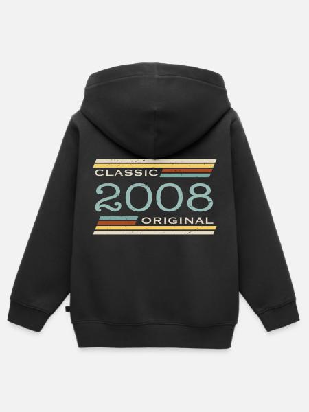 Vintage 2008, Klassiek, Origineel - Kinder Premium zip hoodie biologisch - zwart