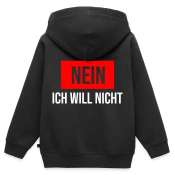 nein ich will nicht - Kinder Premium Organic Zip Hoodie - Schwarz - Hinten - AI Model Kid Male (0cm)