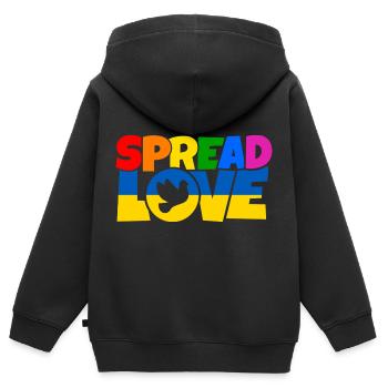 Spread Love Shirt Design - Kids Premium Organic Zip-up Hoodie - black - Back - AI Model Kid Male (0cm)