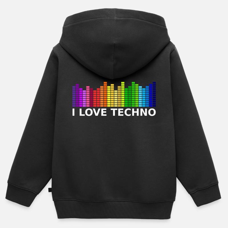 I Love Techno - Kinder Premium Organic Zip Hoodie - Schwarz