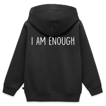 Je suis assez - Sweat Premium à capuche zippé enfant bio - noir - Dos - AI Model Kid Male (0cm)