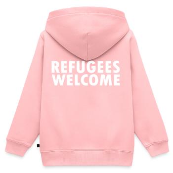 refugees welcome - Kinder Premium Organic Zip Hoodie - Rosa - Hinten - AI Model Kid Female (0cm)