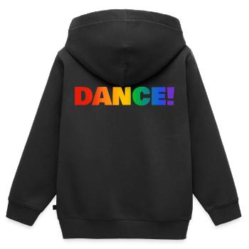 DANCE rainbow text - Kids Premium Organic Zip-up Hoodie - black - Back - AI Model Kid Male (0cm)
