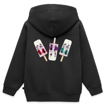 crème glacée sur le style, glace à l’eau, crème glacée colorée, été - Sweat Premium à capuche zippé enfant bio - noir - Dos - AI Model Kid Male (0cm)