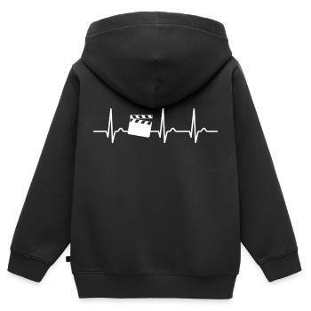 ECG curve - heart curve - director - film flap - Kids Premium Organic Zip-up Hoodie - black - Back - AI Model Kid Male (0cm)