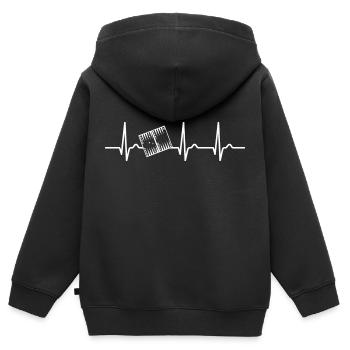 EKG Kurve - Herzkurve - Backgammon - Würfeln - Kinder Premium Organic Zip Hoodie - Schwarz - Hinten - AI Model Kid Male (0cm)