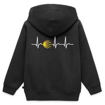 Camino - Jakobsweg - Pilgertour - Herzkurve - Kinder Premium Organic Zip Hoodie - Schwarz - Hinten - AI Model Kid Male (0cm)
