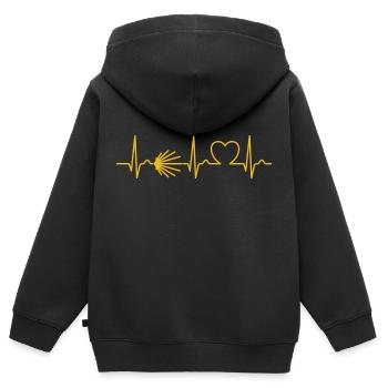 Camino - Jakobsweg - Pilgertour - Herzkurve - Kinder Premium Organic Zip Hoodie - Schwarz - Hinten - AI Model Kid Male (0cm)