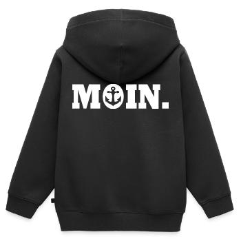 Moin - Sweat Premium à capuche zippé enfant bio - noir - Dos - AI Model Kid Male (0cm)
