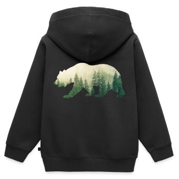 Wald Grizzly - Kinder Premium Organic Zip Hoodie - Schwarz - Hinten - AI Model Kid Male (0cm)