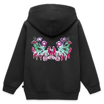 ungarische blumen,Ranke,floral,pink,Blumen - Kinder Premium Organic Zip Hoodie - Schwarz - Hinten - AI Model Kid Male (0cm)