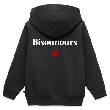 Bisounours - Sweat Premium à capuche zippé enfant bio - noir - Dos - AI Model Kid Male (0cm)