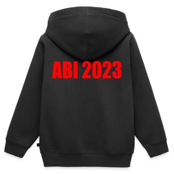 Abi 2023 - Kinder Premium Organic Zip Hoodie - Schwarz - Hinten - AI Model Kid Male (0cm)
