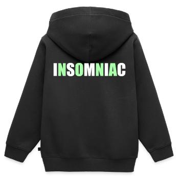 Citation insomniaque - Sweat Premium à capuche zippé enfant bio - noir - Dos - AI Model Kid Male (0cm)