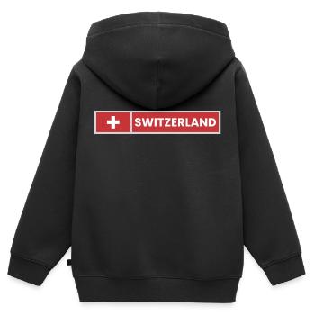 Switzerland National Flag - Kids Premium Organic Zip-up Hoodie - black - Back - AI Model Kid Male (0cm)