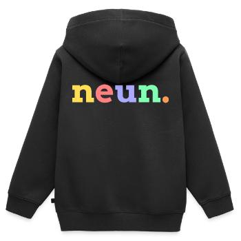 Neun 9. Geburtstag - Kinder Premium Organic Zip Hoodie - Schwarz - Hinten - AI Model Kid Male (0cm)