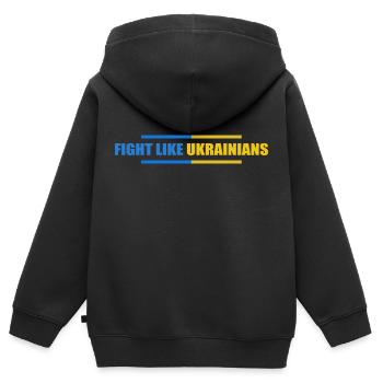 Kämpfen wie Ukrainer - Kinder Premium Organic Zip Hoodie - Schwarz - Hinten - AI Model Kid Male (0cm)