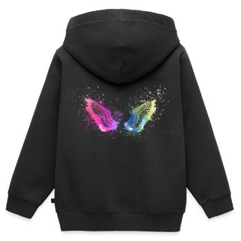 angelwings,flügel,aquarell,bunt,engelsflügel - Kinder Premium Organic Zip Hoodie - Schwarz - Hinten - AI Model Kid Male (0cm)