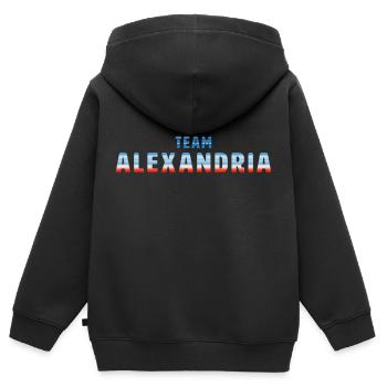 Team Alexandria | Warming Stripes - Kinder Premium Organic Zip Hoodie - Schwarz - Hinten - AI Model Kid Male (0cm)
