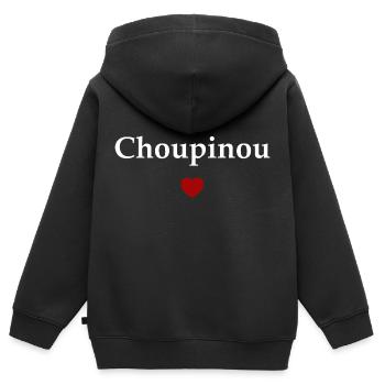 Choupinou - Sweat Premium à capuche zippé enfant bio - noir - Dos - AI Model Kid Male (0cm)