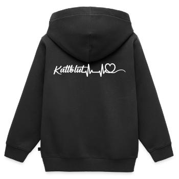 Heartbeat Herz mit Schriftzug Kaltblut weiss - Kinder Premium Organic Zip Hoodie - Schwarz - Hinten - AI Model Kid Male (0cm)