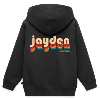 Retro Jayden Name - Kids Premium Organic Zip-up Hoodie - black - Back - AI Model Kid Male (0cm)