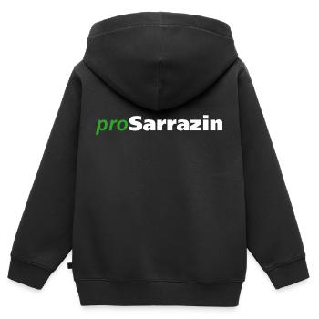 proSarrazin - Kinder Premium Organic Zip Hoodie - Schwarz - Hinten - AI Model Kid Male (0cm)