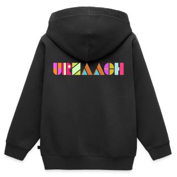 urzaach - lustlos, gelangweilt - Kinder Premium Organic Zip Hoodie - Schwarz - Hinten - AI Model Kid Male (0cm)