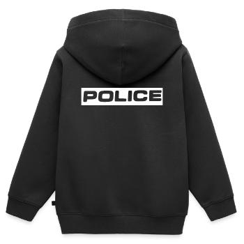 Police Schild - Kinder Premium Organic Zip Hoodie - Schwarz - Hinten - AI Model Kid Male (0cm)