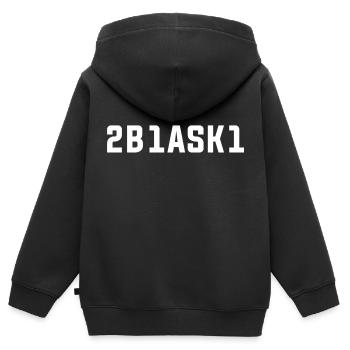 2B1ASK1 (to be one ask one), white - Kids Premium Organic Zip-up Hoodie - black - Back - AI Model Kid Male (0cm)
