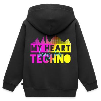 Techno-Beats - Kinder Premium Organic Zip Hoodie - Schwarz - Hinten - AI Model Kid Male (0cm)