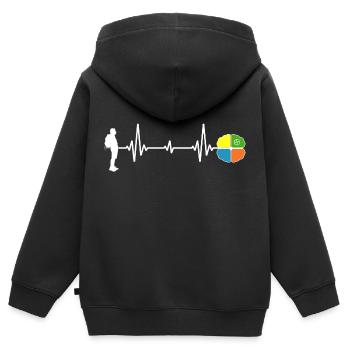 Geocache outdoor-life Wanderheld Schnitzeljagd - Kinder Premium Organic Zip Hoodie - Schwarz - Hinten - AI Model Kid Male (0cm)