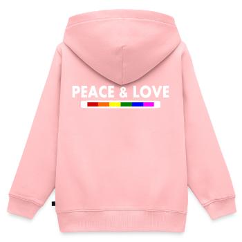 Peace and love - Sweat Premium à capuche zippé enfant bio - rose - Dos - AI Model Kid Female (0cm)