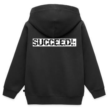 SUCCEED!: - Kinder Premium Organic Zip Hoodie - Schwarz - Hinten - AI Model Kid Male (0cm)