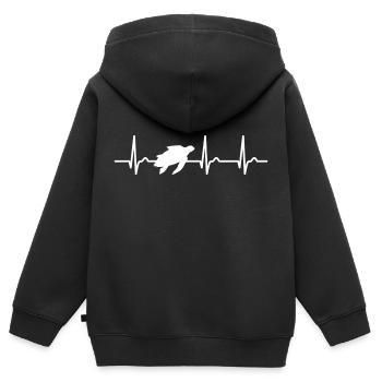 Courbe ECG - courbe cardiaque - tortue marine - nature - Sweat Premium à capuche zippé enfant bio - noir - Dos - AI Model Kid Male (0cm)