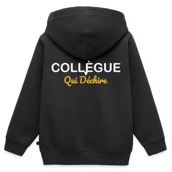 Kollege, der rockt - Kinder Premium Organic Zip Hoodie - Schwarz - Hinten - AI Model Kid Male (0cm)