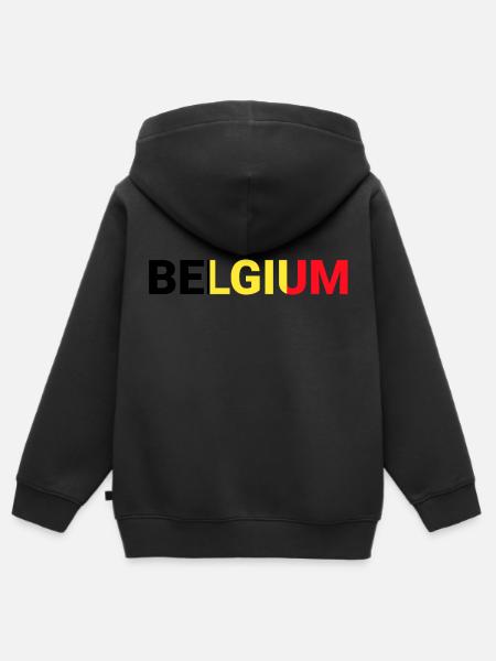 Belgien - Kinder Premium Organic Zip Hoodie - Schwarz