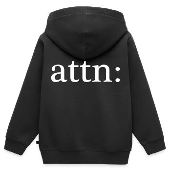 attn: Email Attention - Kinder Premium Organic Zip Hoodie - Schwarz - Hinten - AI Model Kid Male (0cm)