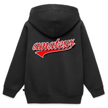 amateur beginner apprentice loose shirt cap sticker - Kids Premium Organic Zip-up Hoodie - black - Back - AI Model Kid Male (0cm)