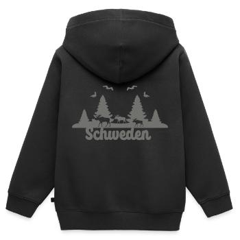 elch, schweden, natur, sommer, norwegen, skyline, - Kinder Premium Organic Zip Hoodie - Schwarz - Hinten - AI Model Kid Male (0cm)