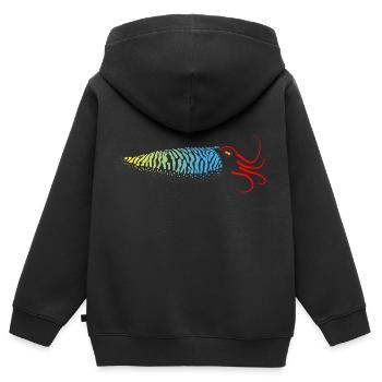 Sépia, Calmar dégradé - Sweat Premium à capuche zippé enfant bio - noir - Dos - AI Model Kid Male (0cm)