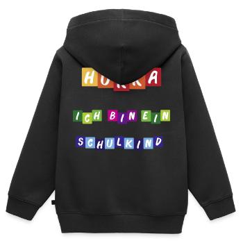 Hurra ich bin ein Schulkind - Kinder Premium Organic Zip Hoodie - Schwarz - Hinten - AI Model Kid Male (0cm)