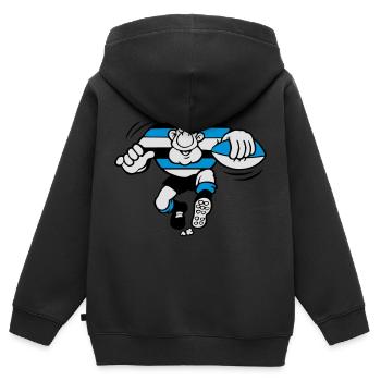 00rugby - Kinder Premium Organic Zip Hoodie - Schwarz - Hinten - AI Model Kid Male (0cm)
