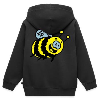bourdon drôle 3 - Sweat Premium à capuche zippé enfant bio - noir - Dos - AI Model Kid Male (0cm)