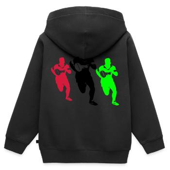 Rugby, Sport - Kinder Premium Organic Zip Hoodie - Schwarz - Hinten - AI Model Kid Male (0cm)