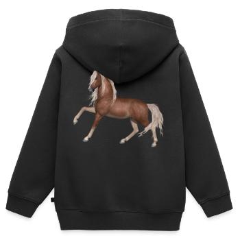 Pferd - Kinder Premium Organic Zip Hoodie - Schwarz - Hinten - AI Model Kid Male (0cm)