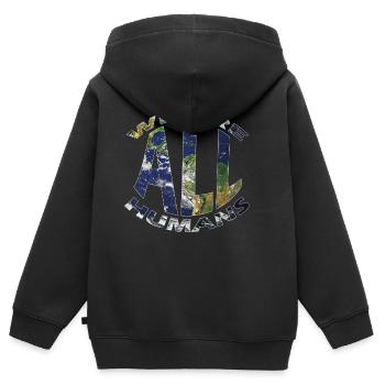 we are all humans weltkugel - Kinder Premium Organic Zip Hoodie - Schwarz - Hinten - AI Model Kid Male (0cm)
