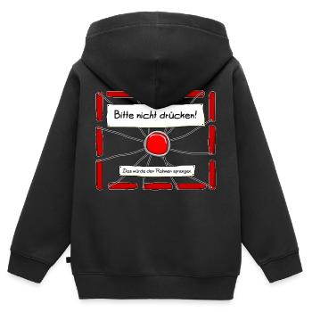 Dynamit - Bitte Abstand halten. - Kinder Premium Organic Zip Hoodie - Schwarz - Hinten - AI Model Kid Male (0cm)